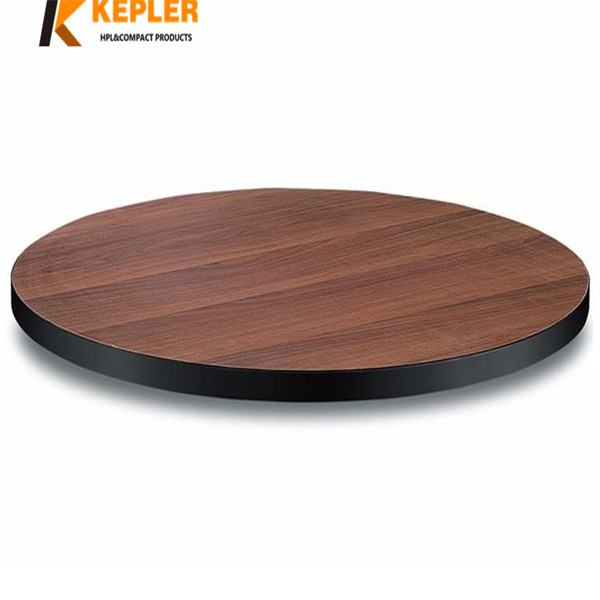 Kepler 12mm round compact hpl laminate wood grain table top panel supplier