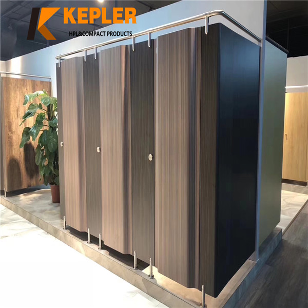 Kepler Waterproof Wood Grain Phenolic Compact Laminate Toilet and Shower Partition System