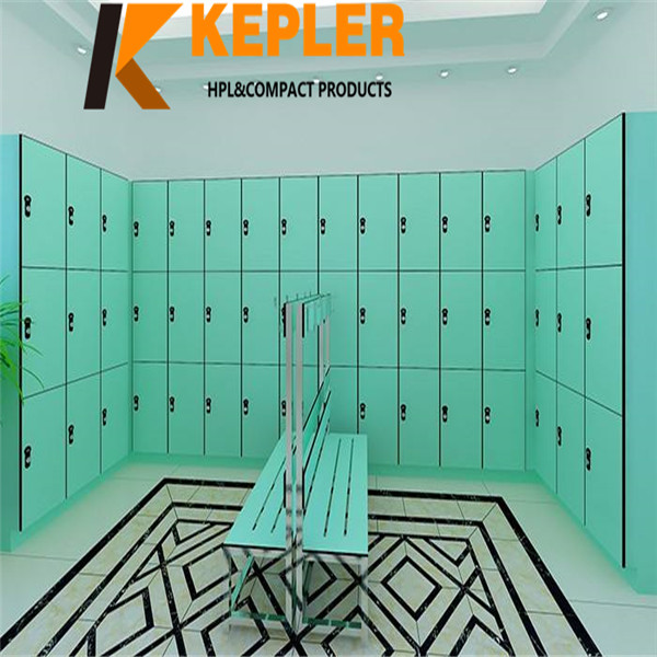 Kepler professional manufacturer of fitness room gym spa swimming pool compact laminate storage hpl locker and bench furniture