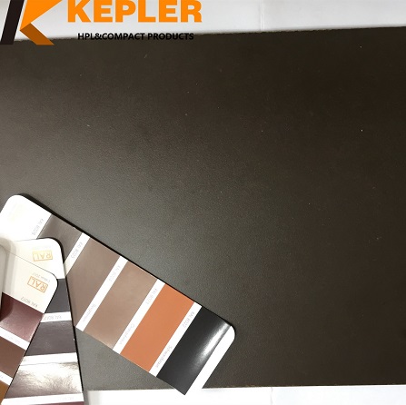 Kepler customize 3mm thickness matt one surface dark brawn another face wood grain phenolic compact laminate panel manufacturer