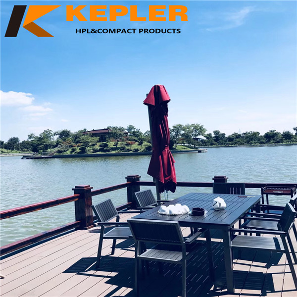 Kepler anti-uv waterproof fireproof excellent quality outdoor used phenolic compact grade HPL table top and chairs