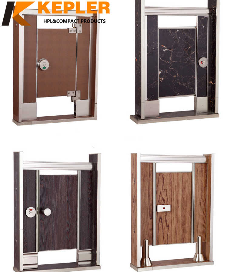 Kepler Waterproof Wood Grain Phenolic Compact Laminate Toilet and Shower Partition System