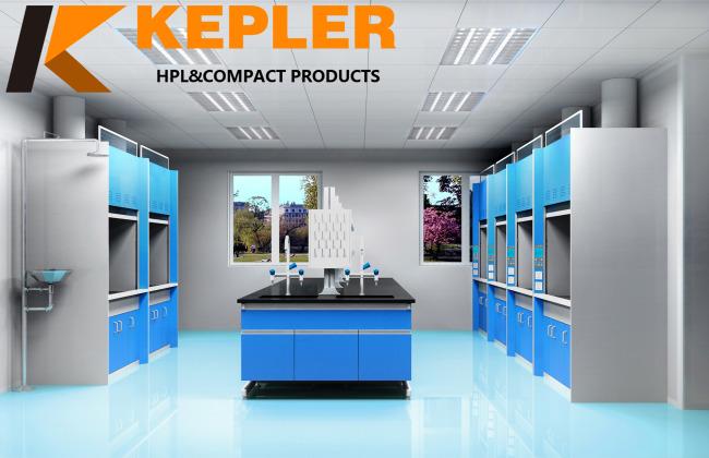 Kepler chemical resistant laboratory table top hpl phenolic compact laminates lab contertops furniture manufacturer