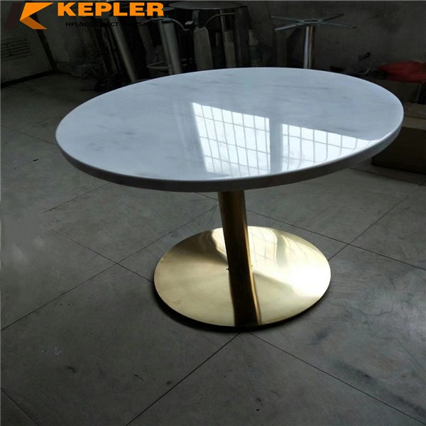 Kepler high quality warranty marble finish round square rectangle hpl compact laminate board for table top