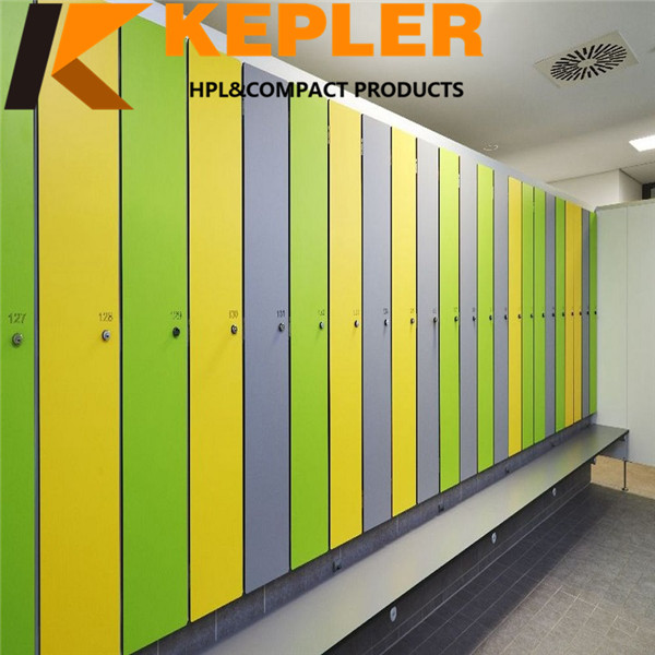 Kepler high quality 12mm waterproof phenolic compact laminate gym school changing room hpl locker cabinet panel with low price