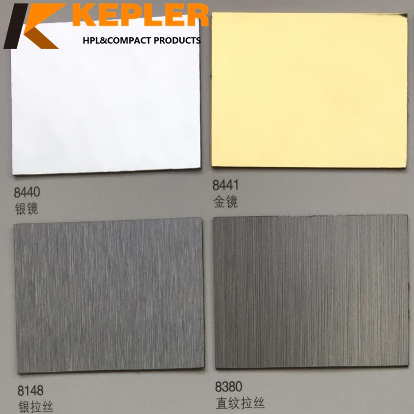 Brushed aluminium and brushed gold high pressure laminate/Decorative furniture hpl sheet 