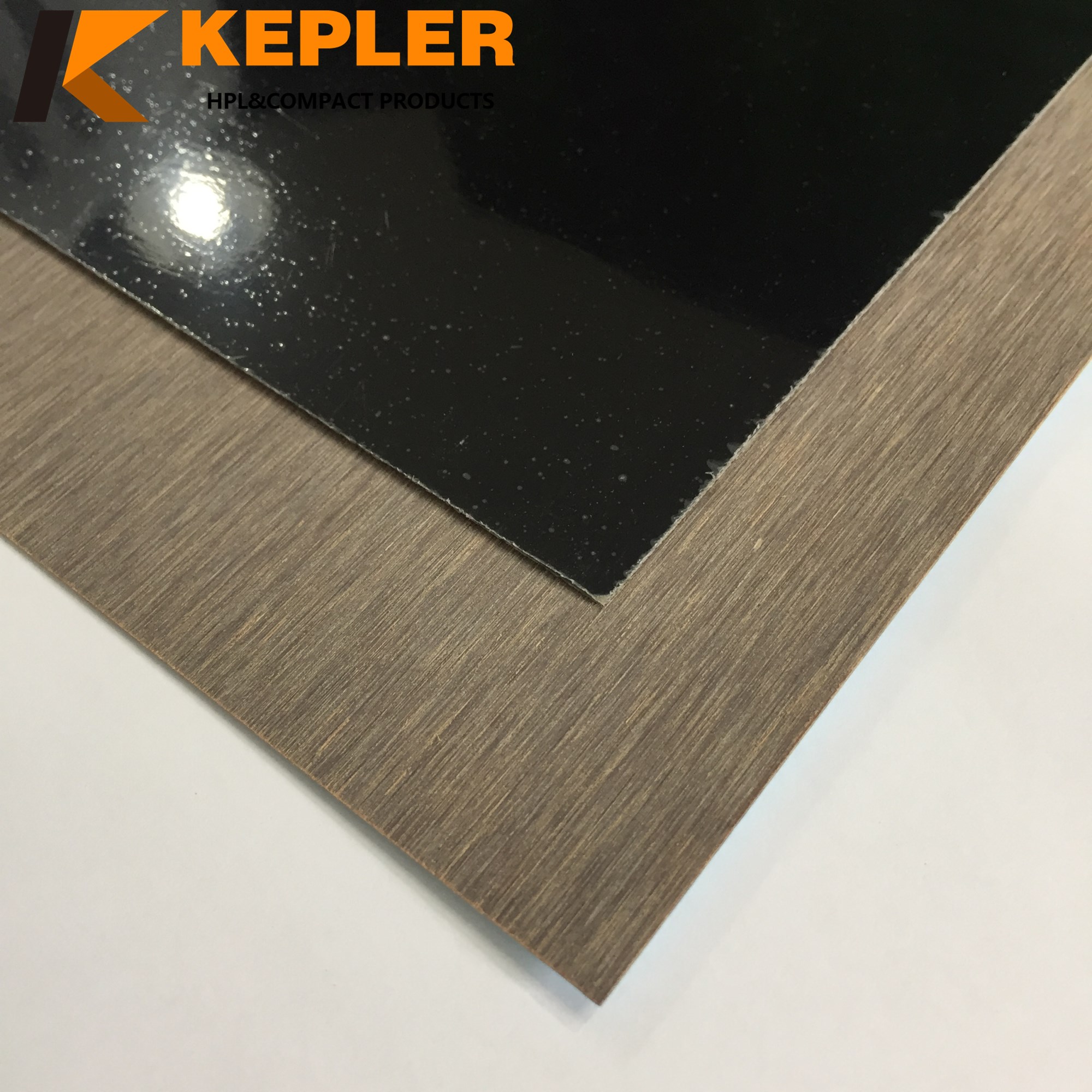 Kepler decorative high glossy shine black high pressure laminate sheet covered with plastic protective film