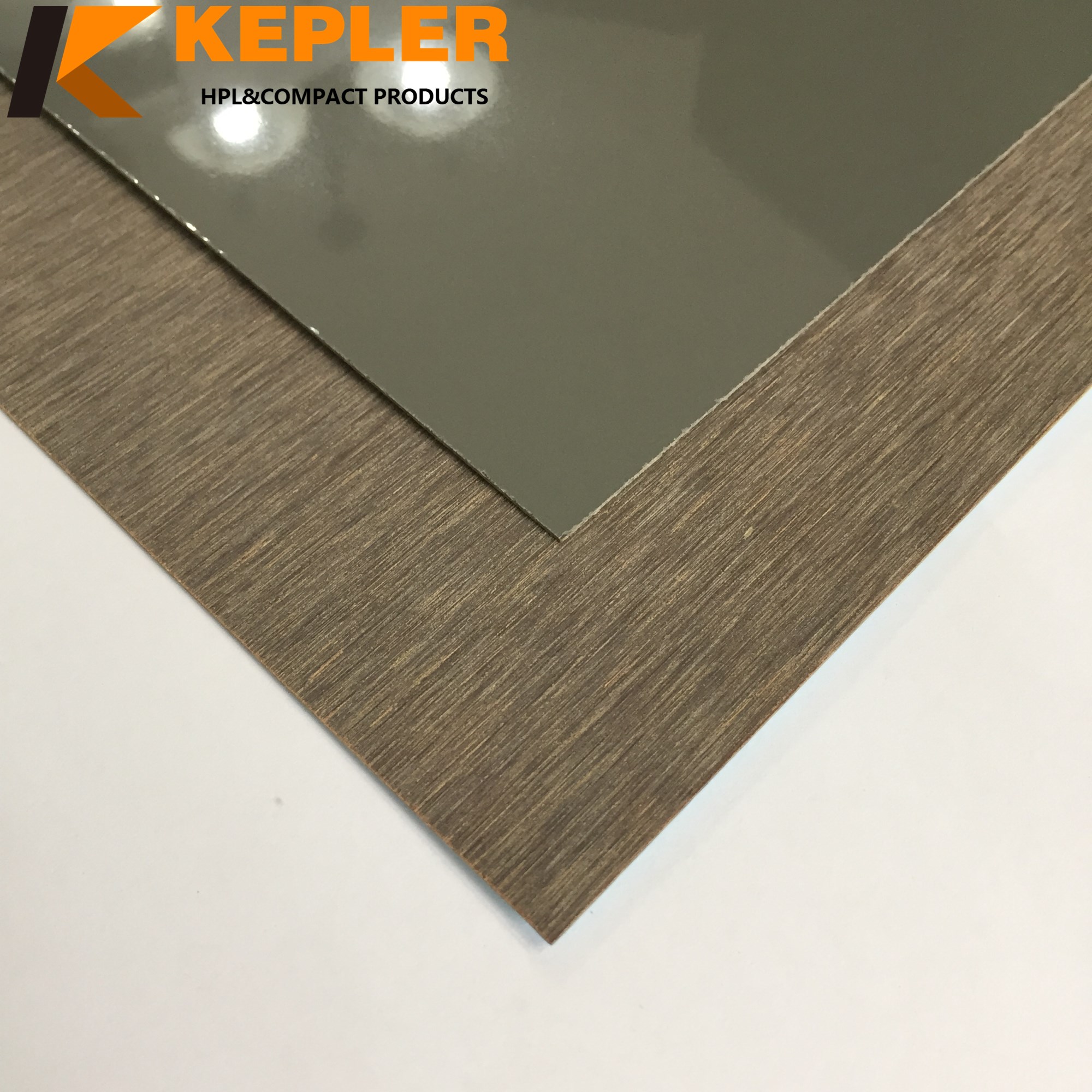 Kepler waterproof high glossy white high pressure laminate hpl sheet covered with plastic protective film