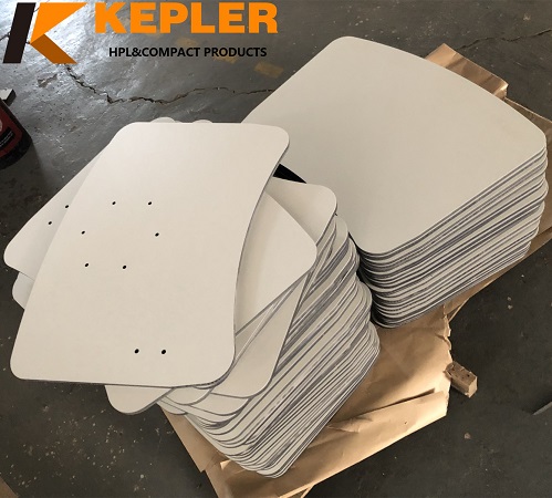 Kepler customize 13mm thickness white matt surface phenolic compact hpl table top panel include inserts