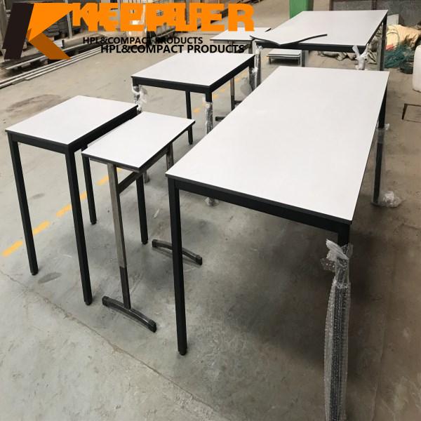 Factory price custom sized CNC modern design 12mm phenolic laminate table top manufacturer Fire proof hpl compact for school and meeting room