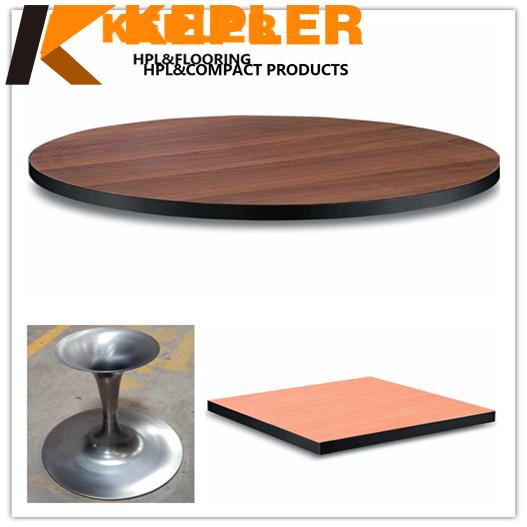 Kepler round square wood grain hpl laminate dining room table top waterproof phenolic compact board for tabletop