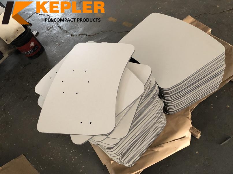 Kepler customize 13mm thickness white matt surface phenolic compact hpl table top panel include inserts