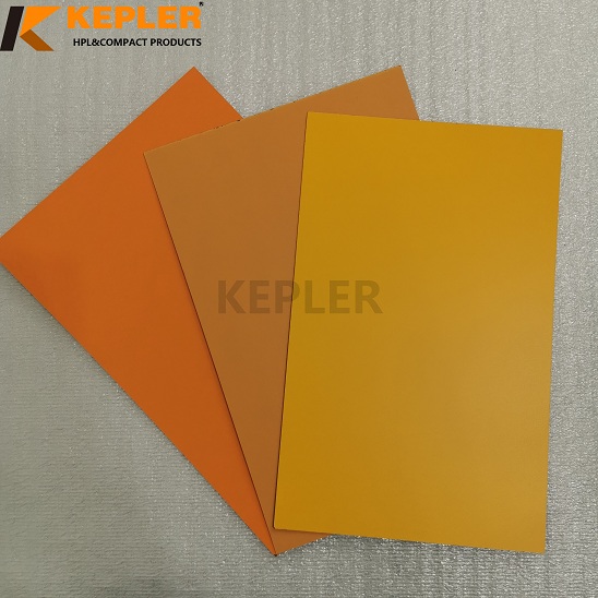 Kepler HPL High Pressure Laminate Sheet Compact Laminate Board Solid Orange Color