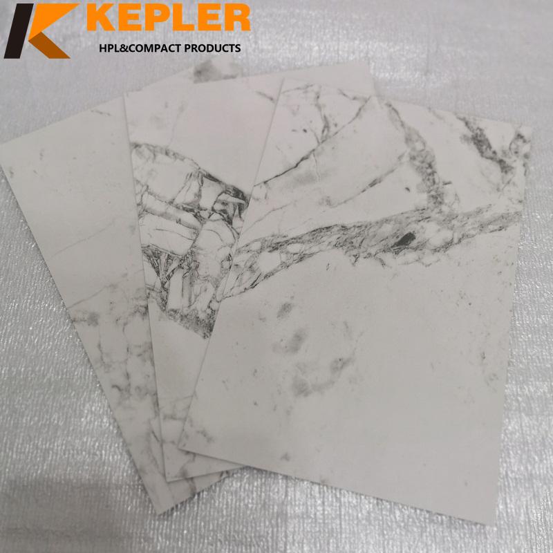 White Marble Design Glossy Finish 0.6mm HPL Post Forming High Pressure Laminate Sheet Fireproof Kitchen Countertop Cabinet Door