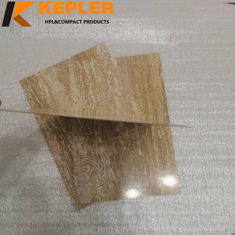 Stone Design Glossy Finish 0.6mm HPL Post Forming High Pressure Laminate Sheet Fireproof Kitchen Countertop Cabinet Door