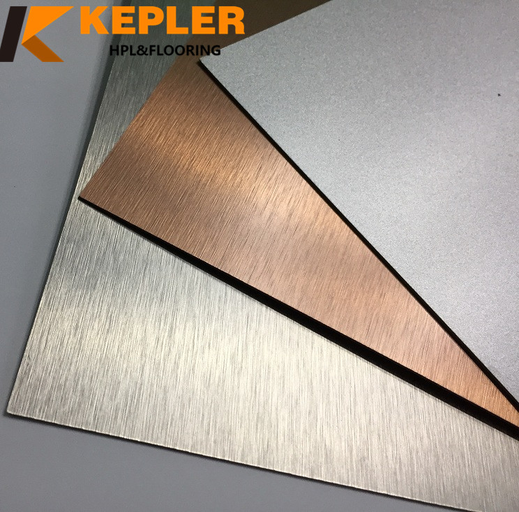 Brushed Metallic Formica 1220*3050mm High Pressure Laminate Sheet HPL Compact Board